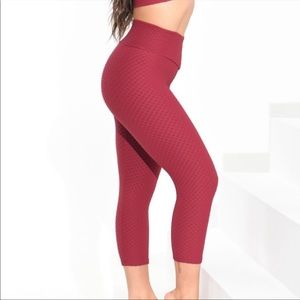 Booty By Brabants BBB Croco Skin Cropped Leggings Crimson Red OSFM